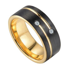 Fedi nuziali da uomo larghe 8 mm in acciaio inossidabile con diamante incastonato, stile elegante e moderno