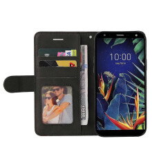 Compatibel met LG K40 hoesje, kaarthouder, PU-leren portemonnee, flipcover - zwart