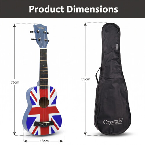21" Soprano Beginners Ukulele with Bag, Pick & Carbon Strings Union Jack 1