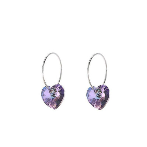 Orecchini pendenti a cuore in argento sterling 925 sfumati blu e viola per donna e ragazza