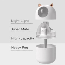 Nawilżacz powietrza USB z chłodną mgiełką, regulowany tryb rozpylania, zbiornik 300 ml, do 8 godzin pracy, 7 kolorów LED