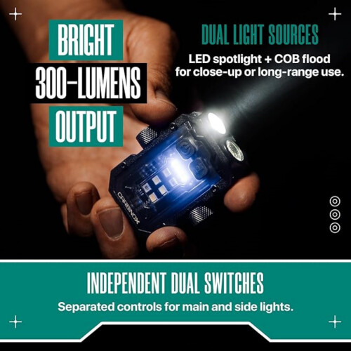 Μίνι φακός, επαναφορτιζόμενο φως LED+COB, δύο ανεξάρτητοι διακόπτες, 7 λειτ 2