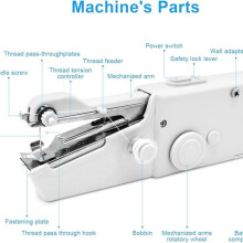 Mini máquina de coser portátil a mano, kit de costura mágica para telas, mini máquina de coser de mano para cortinas, telas y