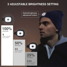 LED-beleuchtete Mütze, USB-aufladbare LED-Stirnlampe, ultrahelle Kappe mit freihändiger Leuchte, warmes Winterfutter aus Flee