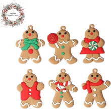 Enfeites de Natal, figuras de homem de gengibre para decorar a árvore, em plástico macio, coloridos e delicados