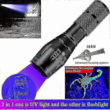 Lanterna UV de dupla fonte com luz branca e violeta 395 nm, para cura de resina e deteção de notas e jade