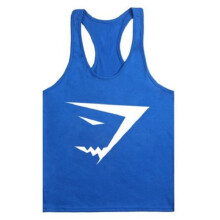 (BlueWhite,XL)Usa Bodybuilding Tank Top Gym Stringer Workout Yback Vest Singlet Shirt Fitness