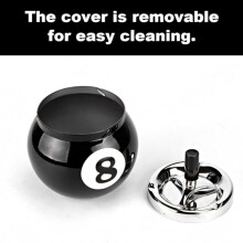 Billiard Ball Ashtray - Diameter 10 cm - Number 8/15 - Stainless Steel - Outdoor - Windproof - Decorative