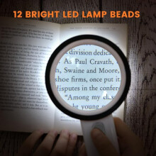 Magnifying Glass with 12 LED Lights, Handheld Illuminated Magnifier for Reading, Jewelry, Seniors, Visually Impaired, Observa