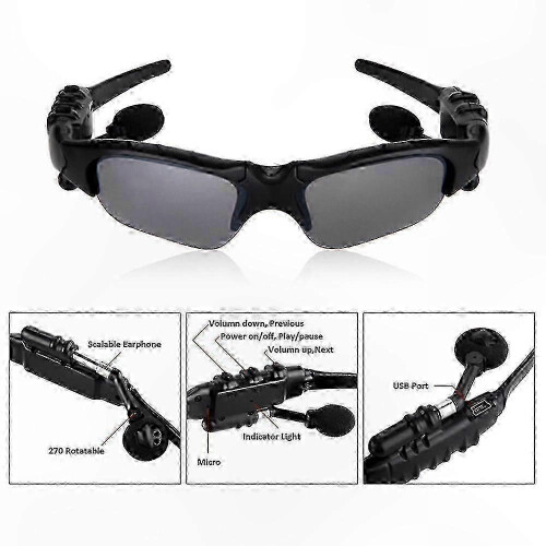 Occhiali da sole Bluetooth wireless con cuffie integrate e microfono, polarizzati, per ciclismo, corsa, guida e pesca 1