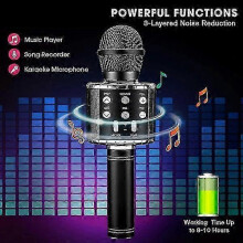 Microfono karaoke wireless 4 in 1 con luci LED, portatile e ricaricabile per canto e feste familiari