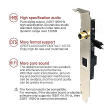 Compatible con la tarjeta de sonido digital óptica SPDIF mejorada de 24 bits/192 kHz y la tarjeta de expansión de audio PCIe.