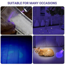 Torcia ultravioletta portatile da 395 nm per rilevamento urina di animali, mini rilevatore LED compatto viola