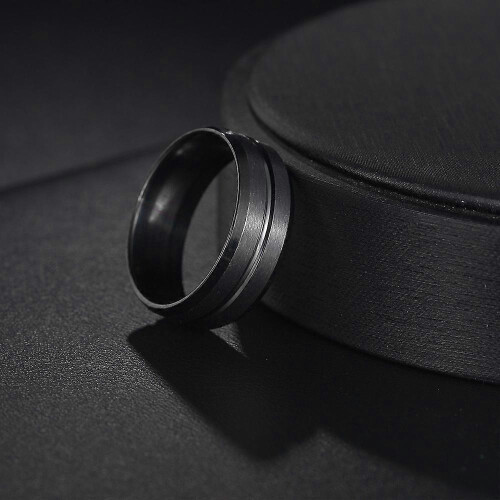 Silicone wedding ring for men - Bevel brushed top edge 1