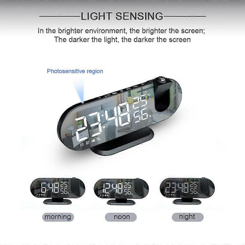 LED large screen radio mirror projection alarm clock photosensitive electronic clock 2