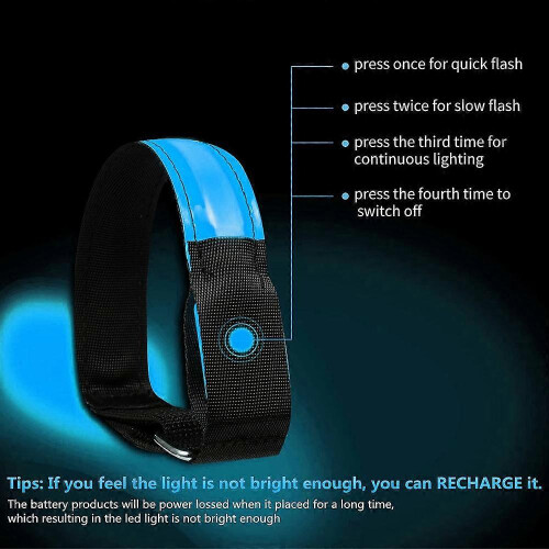 2pcs USB Rechargeable Illuminated Bracelet with Lighted Wrist Strap 2