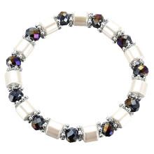 3pcs Fashionable Women Shiny Acylic Beads Magnetic Hematite Bracelet Bangle Accessory