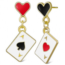 Jewelry for Women and Girls: 1 Pair Asymmetric Playing Card and Heart Drop Dangle Earrings
