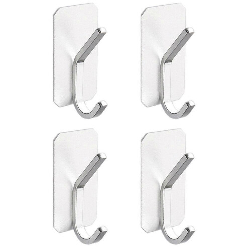 Matte Black Aluminum Waterproof Wall Hooks with Strong Tape - 4 Pack