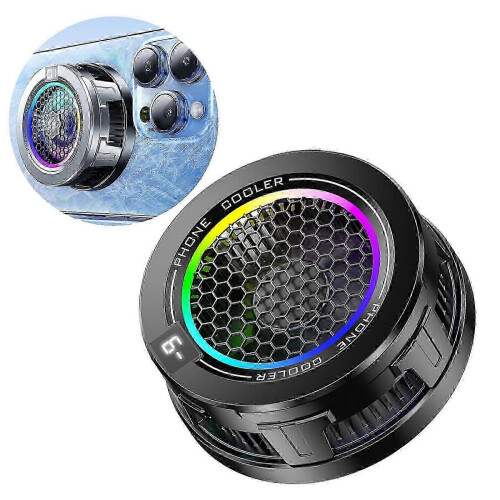 Semiconductor Cooling Fan With Temperature Display Low Noise Magnetic Phone Cooler For Gaming Silver 1