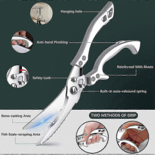 Professional Poultry Scissors Stainless Steel with Ergonomic Handle 2
