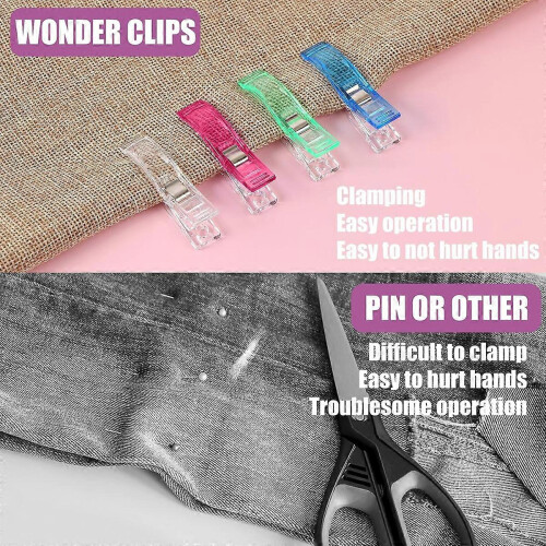6 Pcs  Sewing Clips, Multipurpose Sewing Clips Multi-Color Quilting Clips Plastic Clips for Fabric Binding Quilting Craf 2