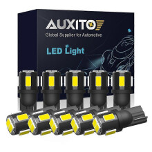 AUXITO 10Pcs T10 LED W5W 194 168 LED Car Side Interior Lights 12V Super Bright Bulb Auto White 6000K Parking Marker Dome