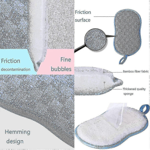 2-Pack Reusable Microfiber Dish Sponge, Double-Sided Scouring Pads, Non-Abrasive Kitchen Scrubber for Pots and Pans 2