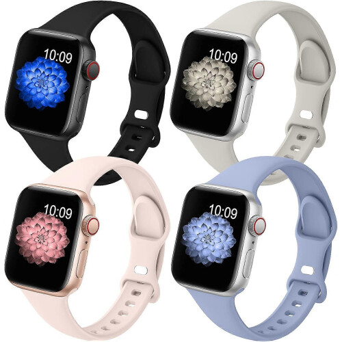 Replacement Wristbands, Compatible with Apple Watch Models, Slim Thin Narrow Design Premium Silicone, Easy Installation