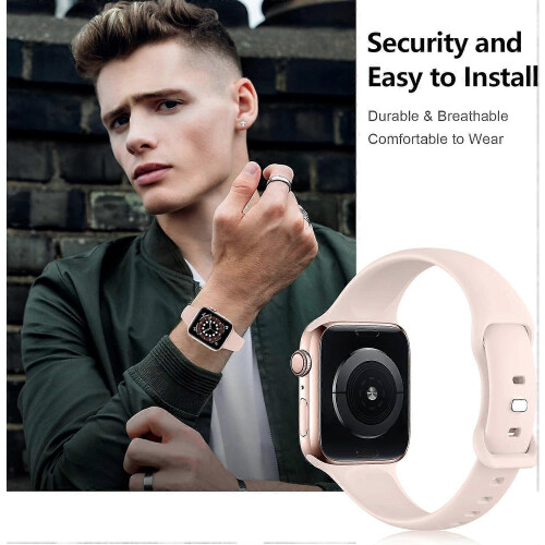 Replacement Wristbands, Compatible with Apple Watch Models, Slim Thin Narrow Design Premium Silicone, Easy Installation 2