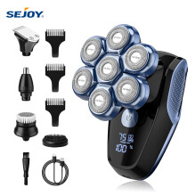 Sejoy Rasoir Électrique 5 en 1, Tondeuse à tête flottante 7D, Rechargeable USB, Étanche pour usage humide et sec