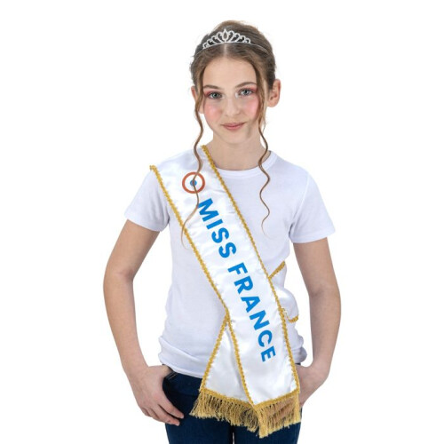 Conjunto Miss França com faixa e diadema