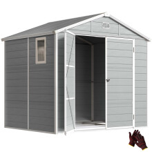 7.9ft x 6.2ft Aluminium Frame and Plastic Wall Shed, with Foundation - Light Grey