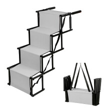 Escalier pliable pour chien, rampe d'accès portable 4 niveaux, tissu Oxford antidérapant, Gris Clair