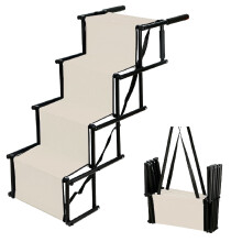Escalier pliable pour chien, aide à l'accès véhicule, 4 niveaux, tissu Oxford antidérapant, Beige