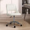 Armless Velvet-Feel Office Chair - Cream White 3