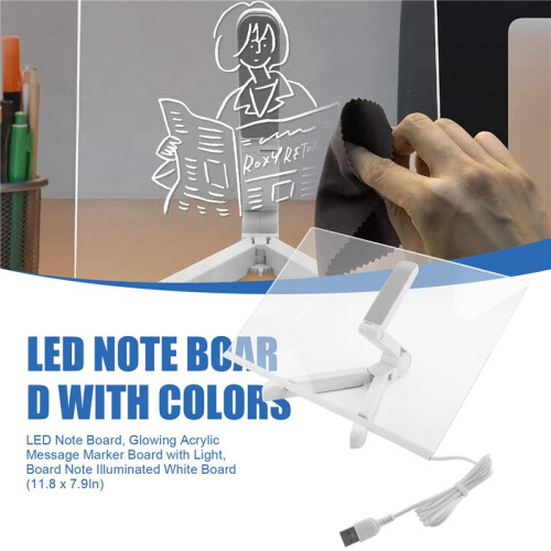 LED Note Board, Glowing Acrylic Message  Board with Light, Board Note Illuminated White Board (11.8 x 7.9In) 2