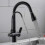 3 Way Modern Matt Black Chrome Drinking Brass Mixer Tap Filter Black Pull Out Kitchen Sink Faucets 3