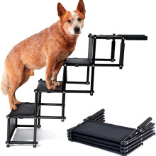 Escalier pliable pour chien, rampe d'accès portable à 4 niveaux, tissu Oxford antidérapant, Noir