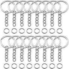 50Pcs Keyring Blanks Split With Link Chain And Jumps Rings Metal Key Rings