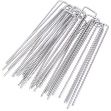 Galvanized Steel Fixing Stakes - 50pcs - U-Shaped for Weed Control Fabric - 150x25mm