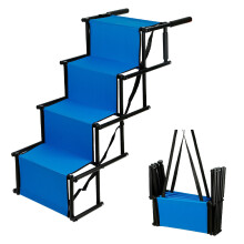 Escalier pliable pour chien, aide à l'entrée 4 niveaux, bleu, tissu Oxford antidérapant