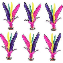 Chinese Jianzi Colorful Feather Kicking Shuttlecock, 6 Pack Foot Sports Toy Game for Outdoor Family Fun