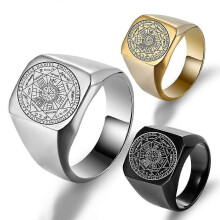 Bague de protection des Sept Archanges, sceau de Salomon, Kabbale, bracelet en acier inoxydable poli pour homme et femme (cadeau).