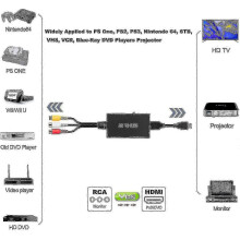 Composiet naar HDMI-adapter met 1080p-ondersteuning, RCA naar HDMI-converter (PAL/NTSC).