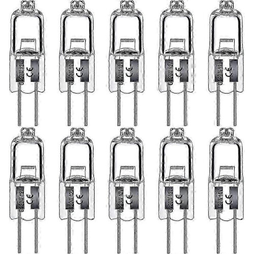 10 Pack G4 Halogen Bulbs 10W 12V Clear Capsule 2 Pin Base Warm White Dimmable
