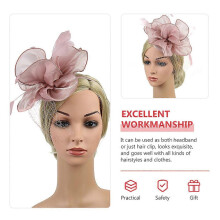 Chapeau bibi rose orné de fleurs, bandeau bibi pour un banquet ou un goûter