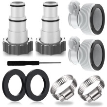 Pool hose adapter for Intex 32-38 mm - AQSACOKIYA - Pack of 9 pool adapters A - Grey
