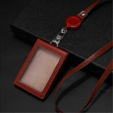 Porte-badge en cuir avec cordon rétractable, étui à cartes transparent, porte-cartes de crédit bancaire, protection de cartes avec fenê