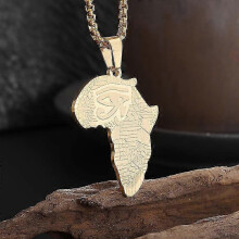 Klasyczny starożytny egipski naszyjnik z wisiorem Oko Horusa, amulet ze stali nierdzewnej
